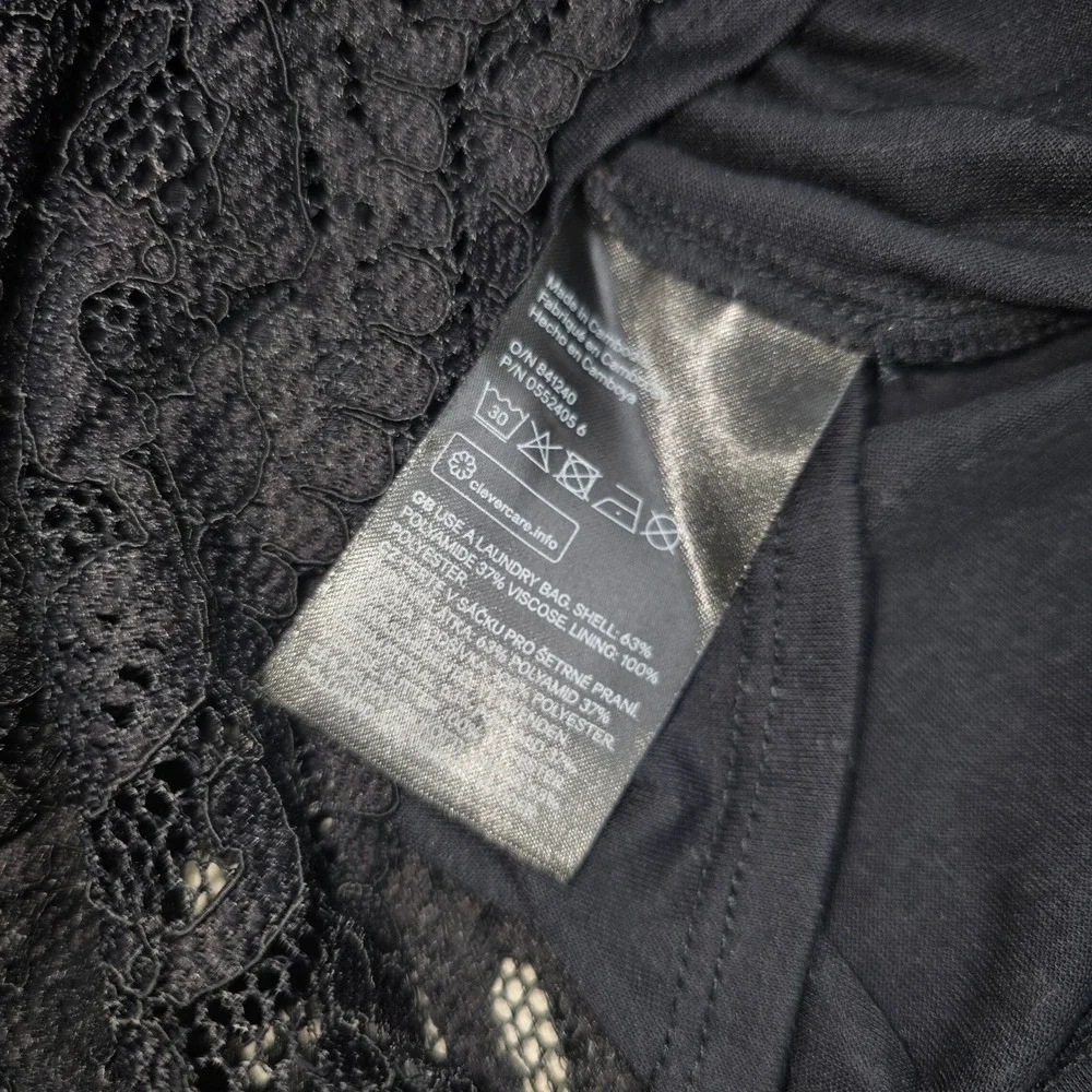 H&M Divided Lace Dress Women Size 2 Black Excellent Off Shoulder Fit Flare LBD - Picture 3 of 5